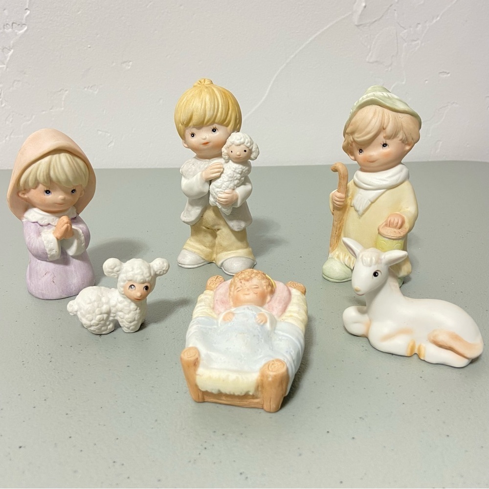 Homco Made in Taiwan Vintage Nativity Set 6 Piece Mary Joseph Shepherd Jesus